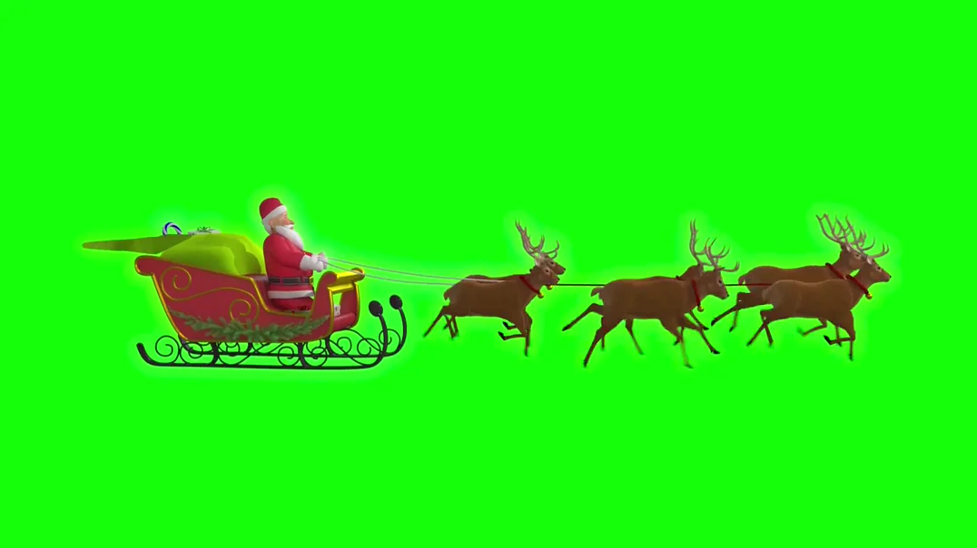 Santa &amp;amp; Deer Cart Flying Animation  Green Screen  Christmas  4K  VFX - DESIGN ROOM (720p